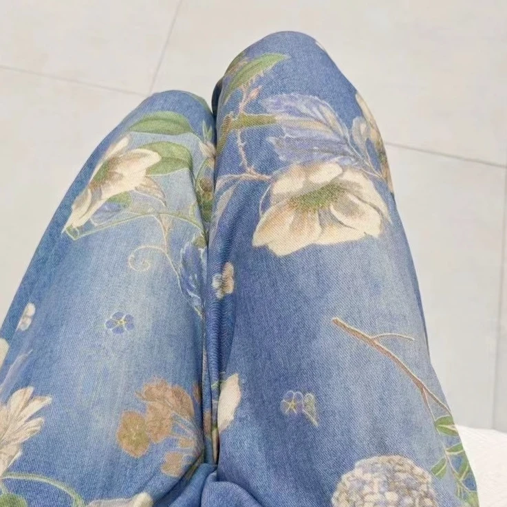 （糖妈）成人【分码】棉绸人造棉长裤夏季居家山东宽松薄款防晒防蚊裤