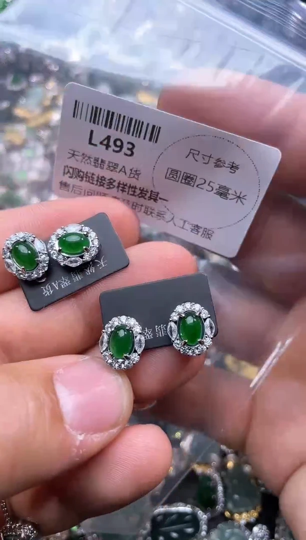 【闪购商品】翡翠颈饰未镶嵌L493耳钉 多样性发其一