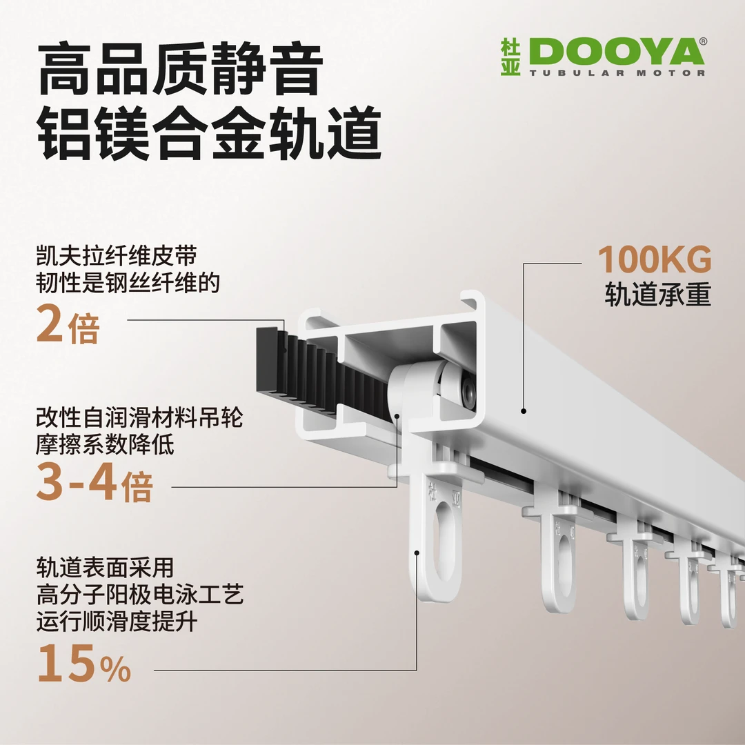 杜亚智能窗帘电动窗帘轨道智能静音隐藏式窗帘电机real6（单轨道）