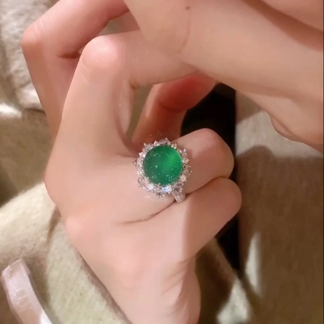 爆款正宗绿玉髓吊坠戒指豪华镶嵌无事牌玉戒指生日礼物送老婆