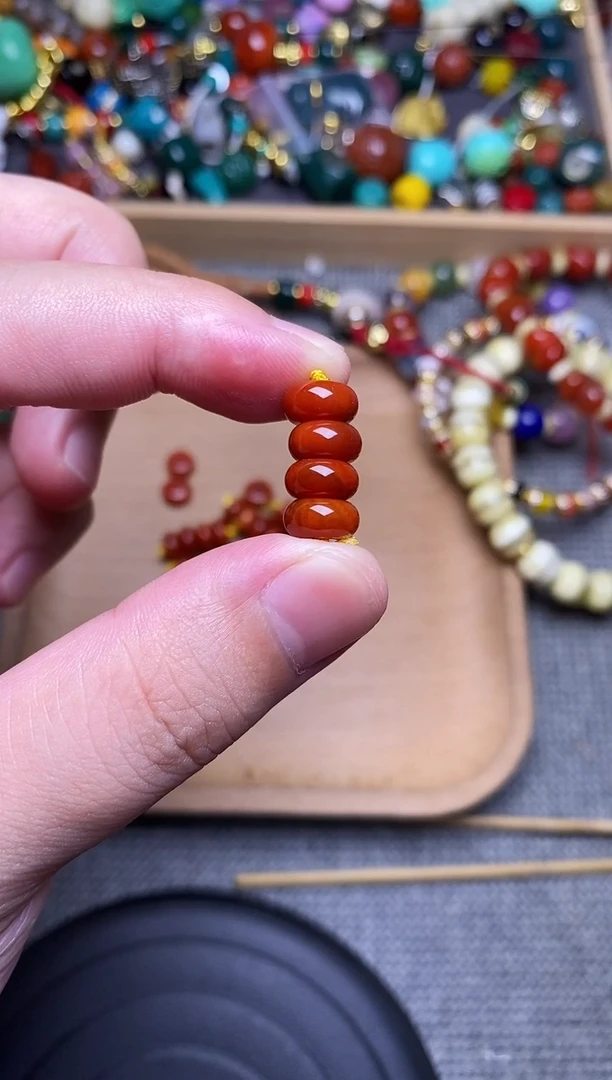 南红玛瑙配饰未镶嵌算盘卡8mm左右 4片发