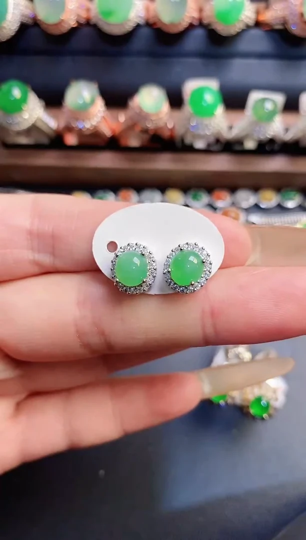 银S925镶嵌戒指翡翠天然