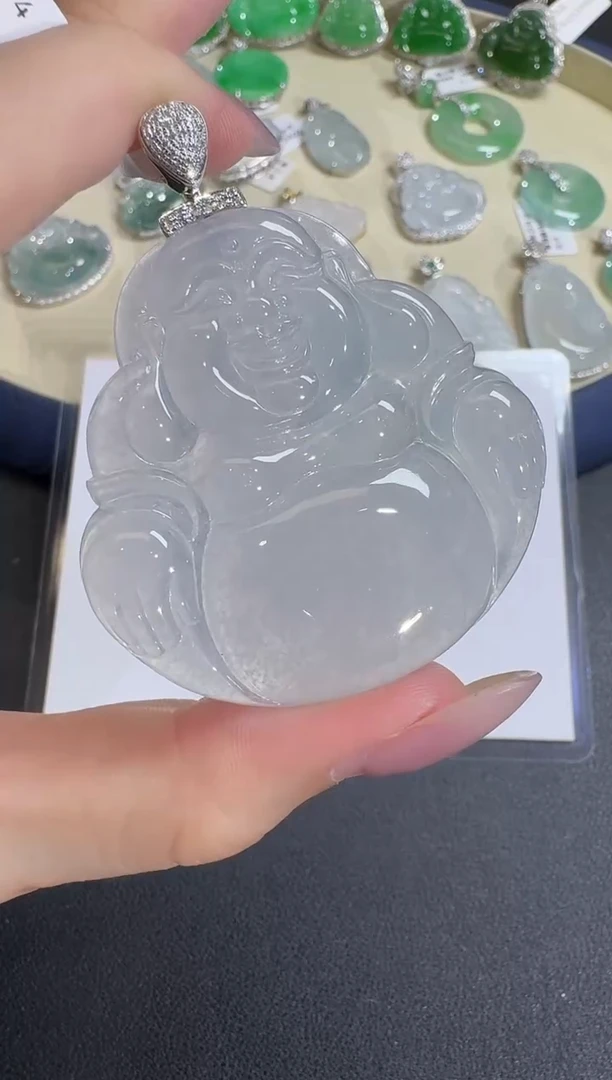 翡翠18K金镶嵌吊坠(不含链)【源头工厂】钻石镶嵌