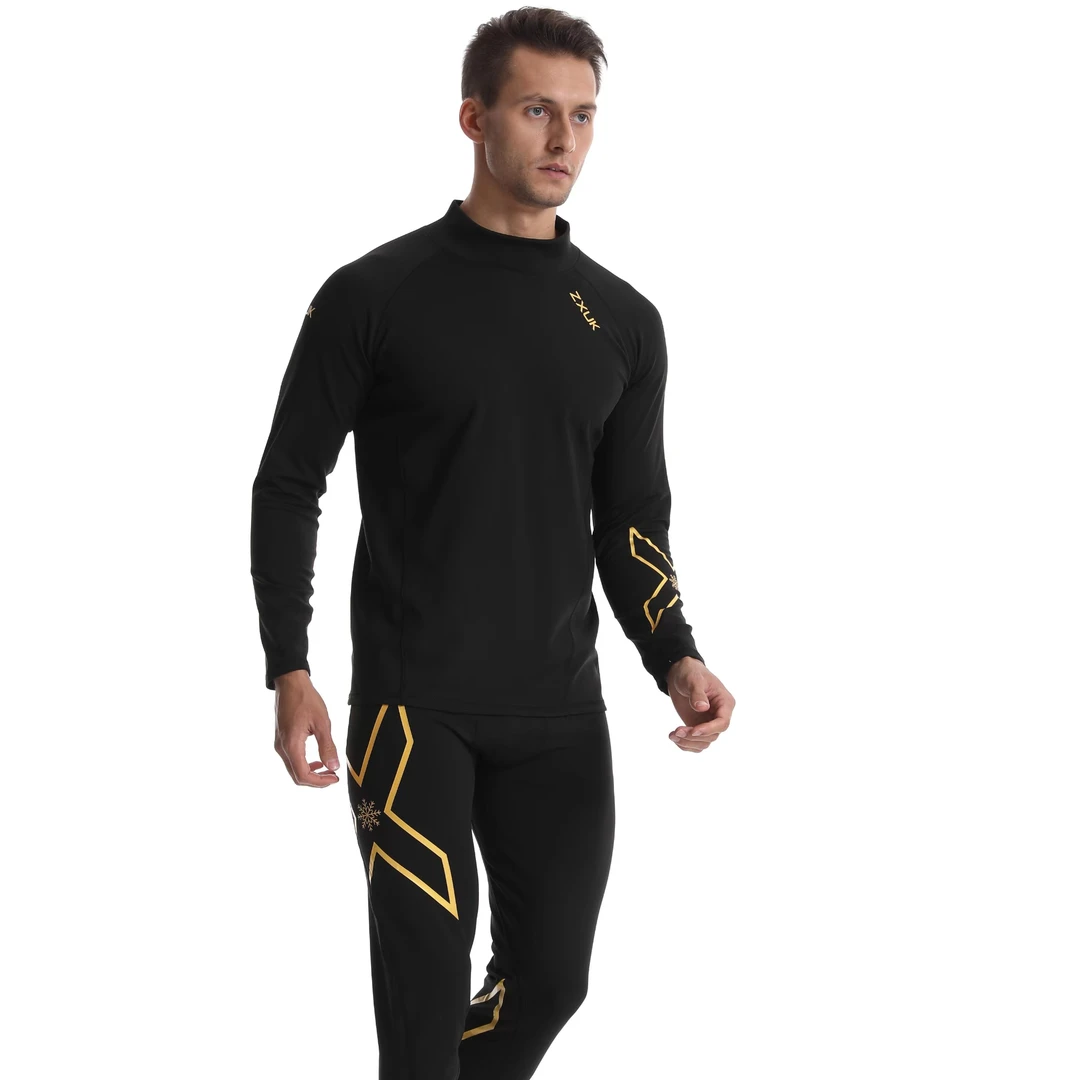 两头羊男女同款健身跑步瑜伽马拉松骑行加绒套装弹力透气高腰款