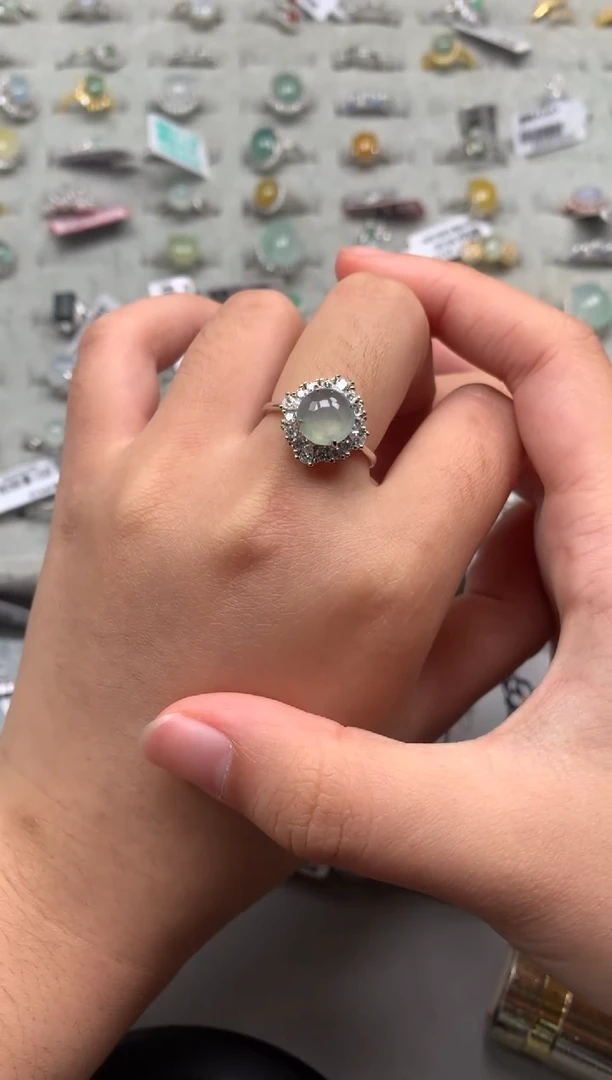 银S925镶嵌戒指翡翠10