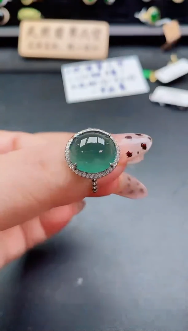 银S925镶嵌戒指翡翠1