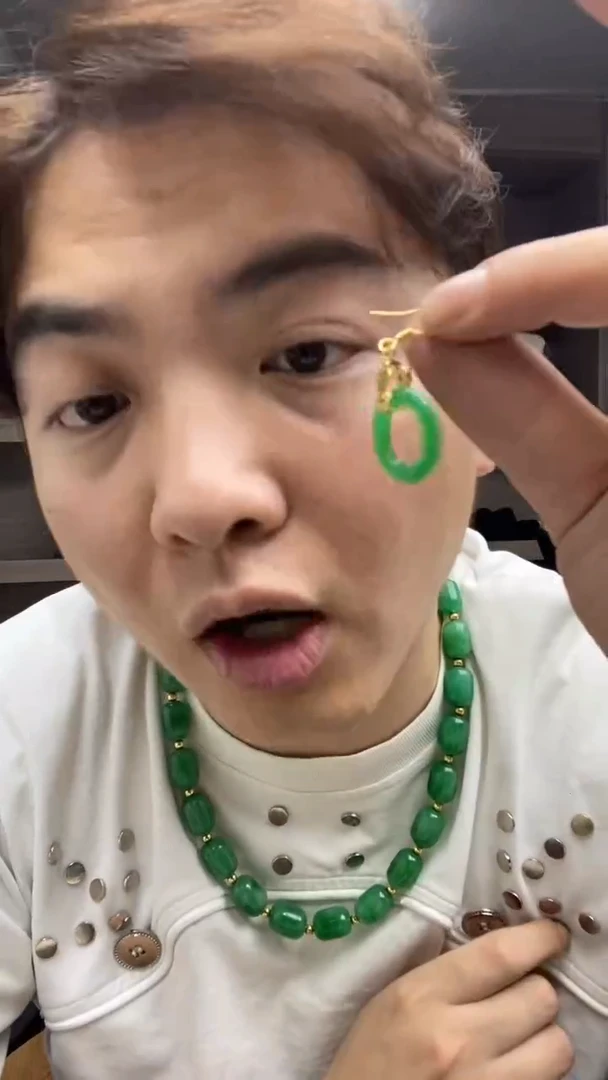 翡翠未镶嵌耳环高端时尚耳环