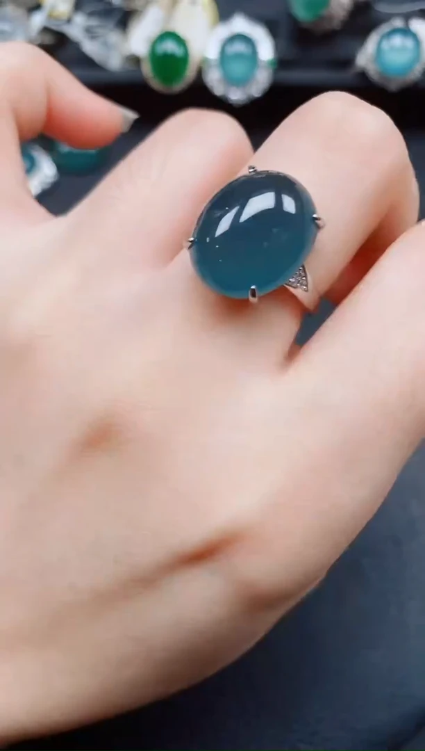 银S925镶嵌戒指翡翠翡翠