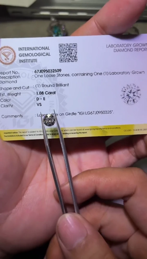 裸石实验室培育钻石1.08ct 圆钻 LG950325