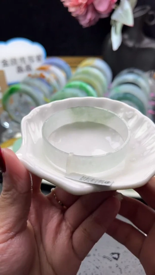 未镶嵌手镯定制翡翠一口湖水绿53-54