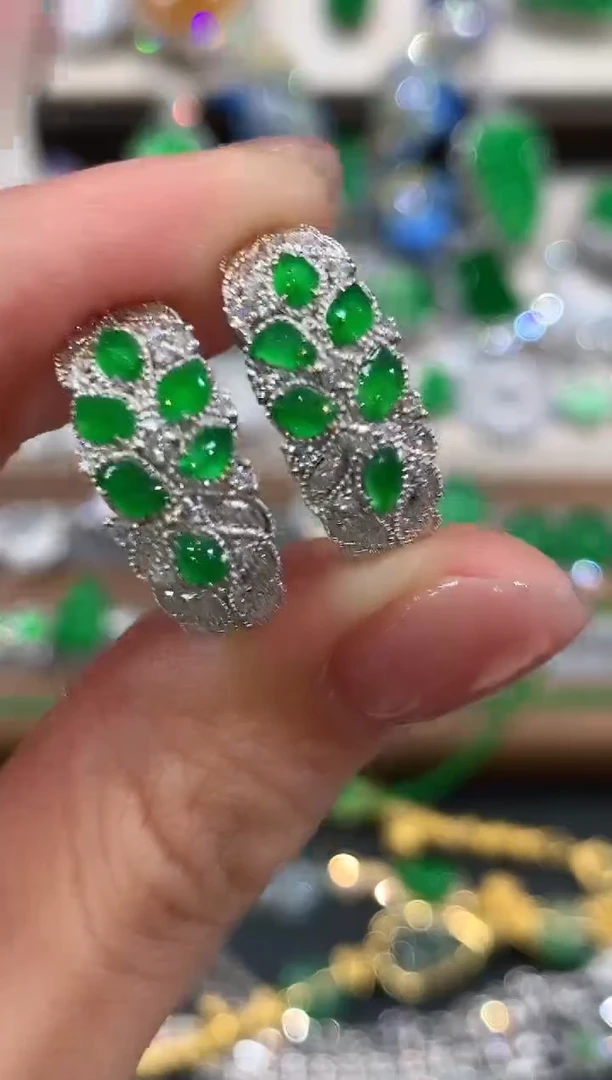 18K金镶嵌翡翠耳饰q68多样性一件发货-定制