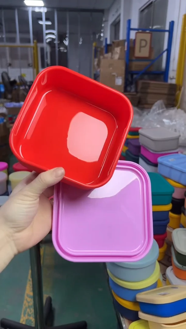 硅胶红底紫盖-0.7L正方盒