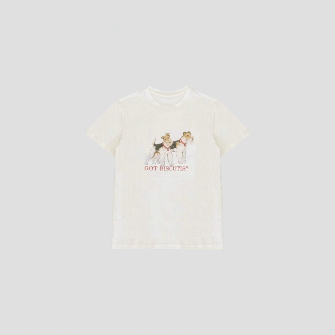 设计师款 南油版/趣味小狗印花汉麻短袖T恤 BunnyXu | T0604B