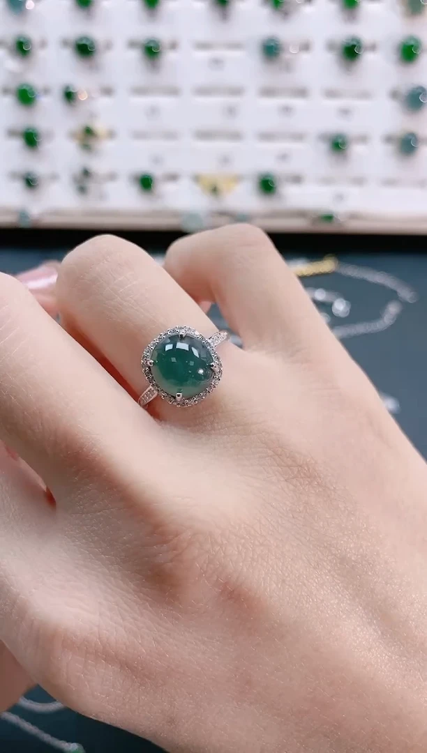 【闪购商品】翡翠戒指银S925镶嵌天然翡翠