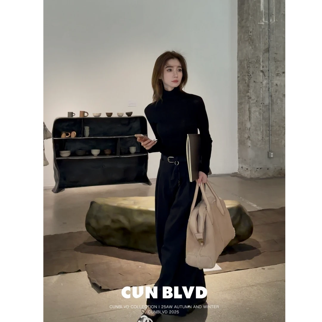 12/27冬款上新CUN BLVD 高领羊毛混纺长袖打底针织上衣