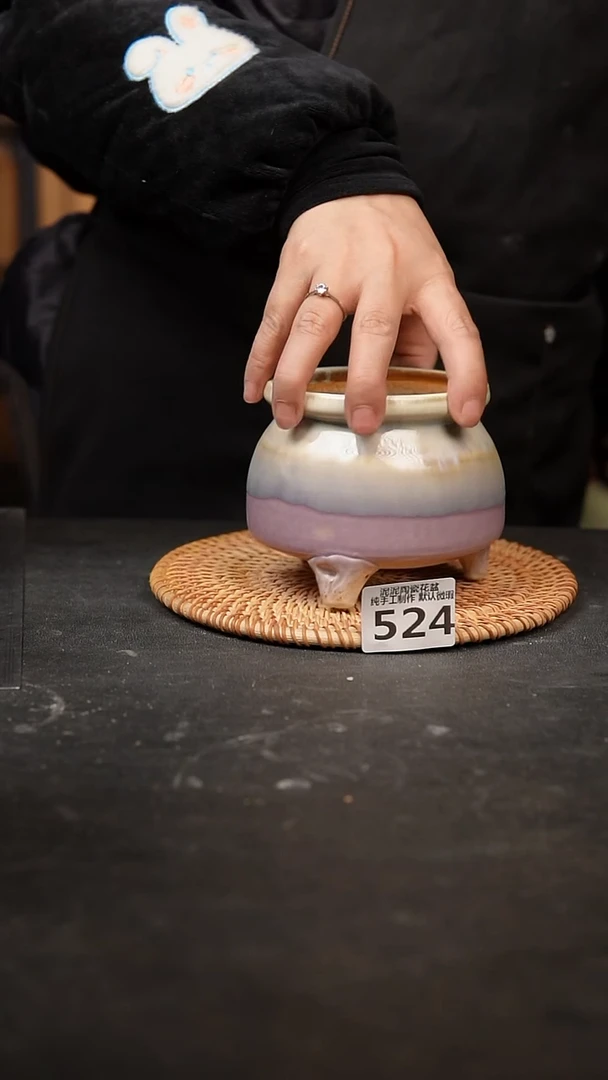 【闪购商品】瓷片524泥泥手工花盆口9高10