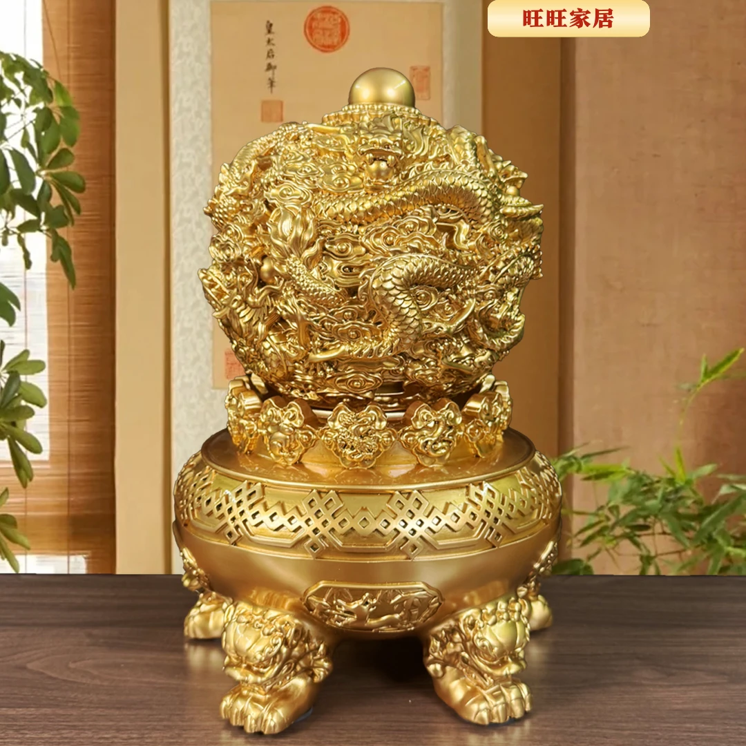 鎏金铜九龙鼎（直径25高38cm）家居办公室摆件玄关客厅博古架送人