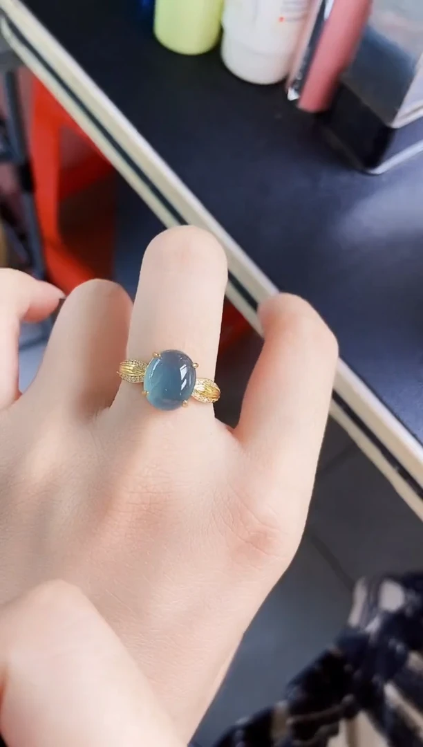 翡翠戒指银S925镶嵌12