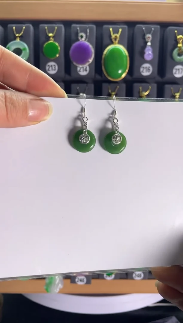 【闪购商品】和田玉耳饰银S925镶嵌09