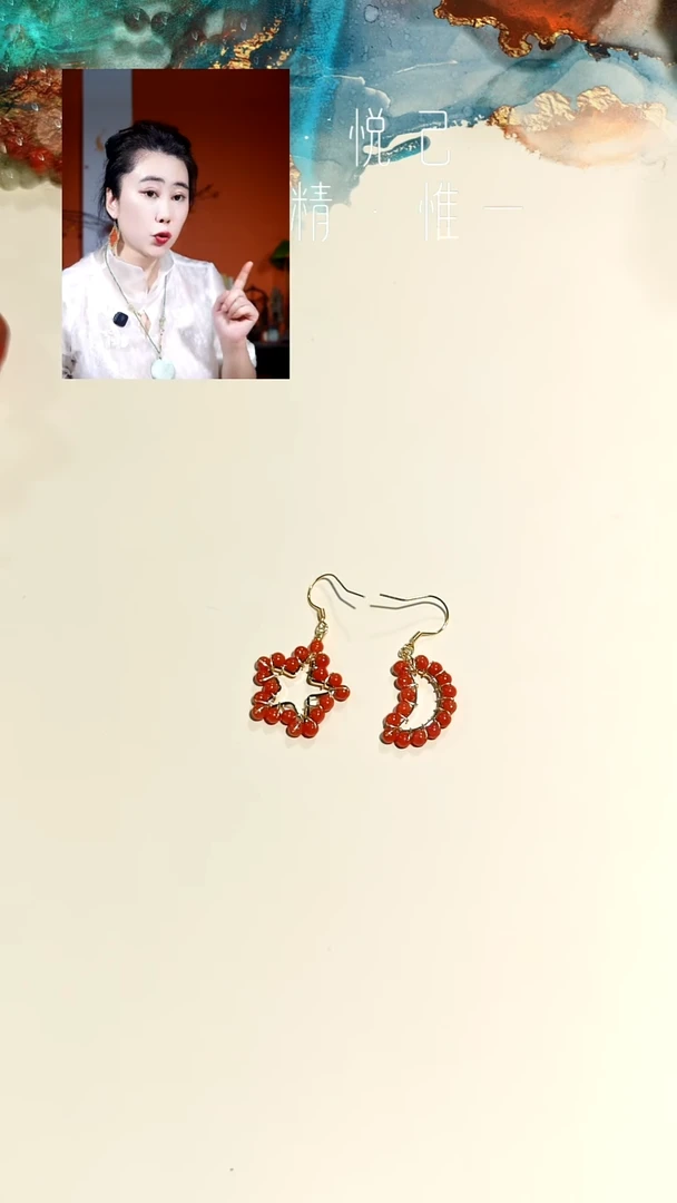 银S925镶嵌柿子红南红玛瑙耳环【耳钩银】