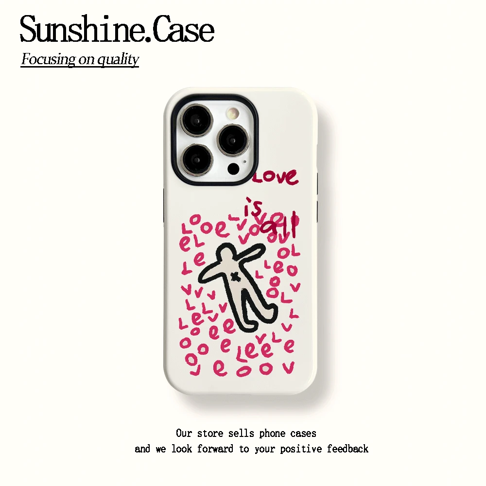 菲林二合一适用苹果华为vivo小米oppo手机壳涂鸦love