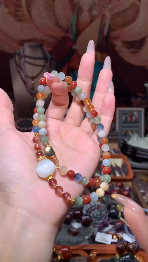 未镶嵌珠宝半成品水晶彩兔毛项链