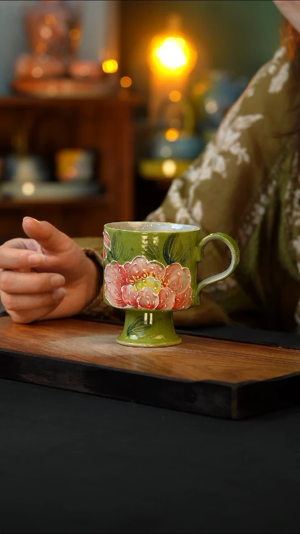 杯手绘心瓷陶瓷浮力