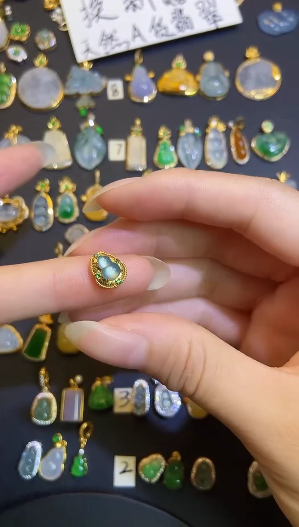 吊坠(不含链)银S925镶嵌翡翠天然A货