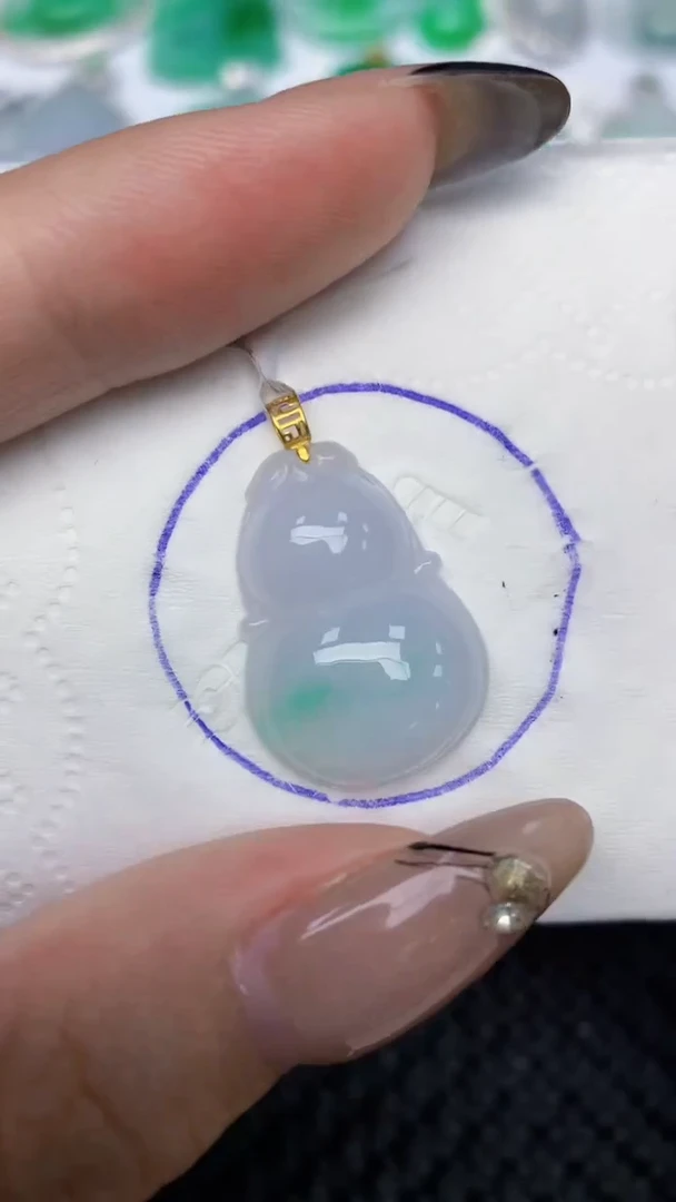 颈饰18K金镶嵌翡翠天然缅甸翡翠a货百元以上9元证书费自理