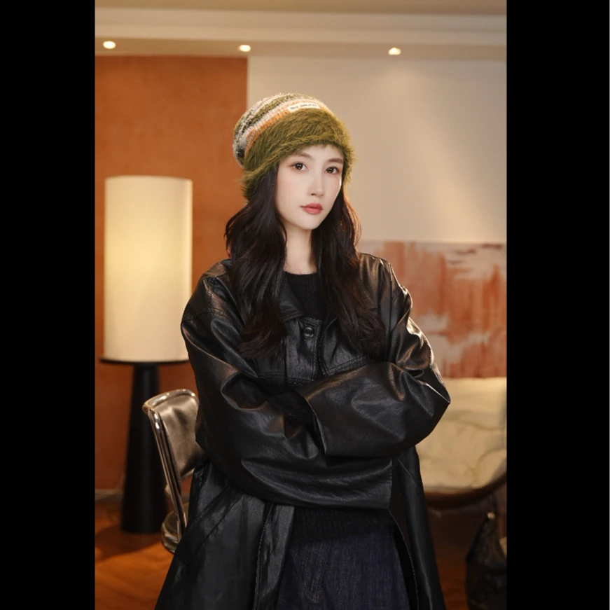 达芬奇密码秋冬新款美德拉毛绒帽子针织帽女加厚加绒欧美时尚