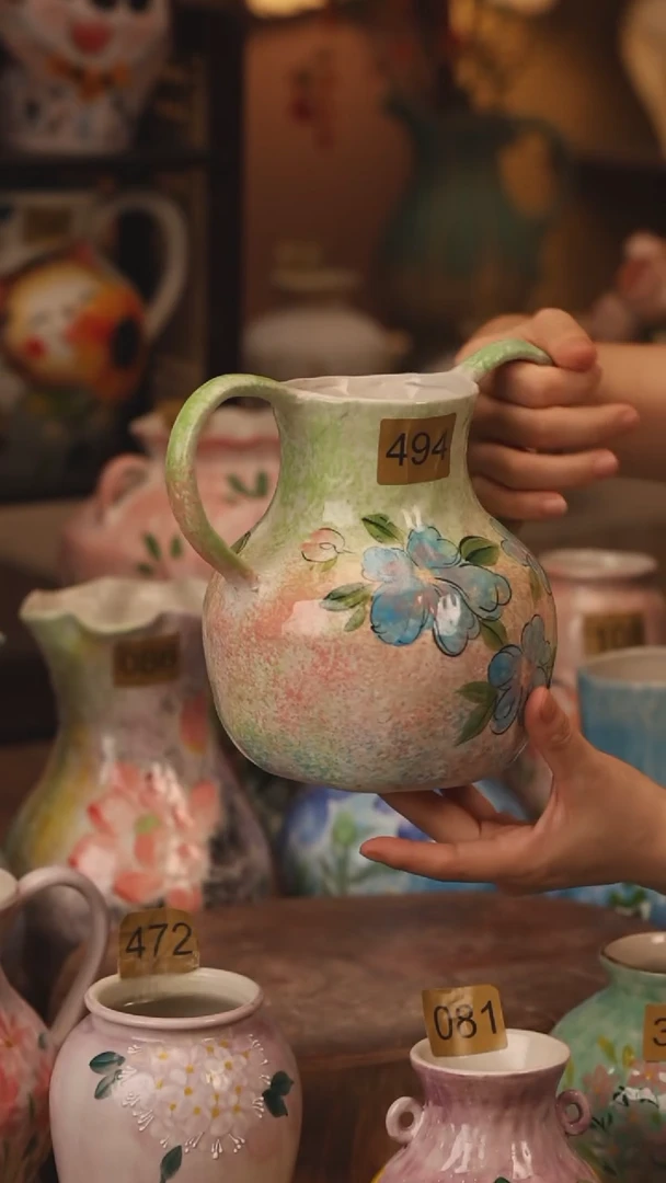 陶瓷494景德镇设计师手作花器摆件侘寂风