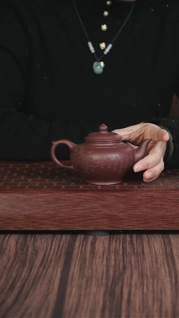 【闪购商品】紫砂茶壶lw  刻绘  笑樱