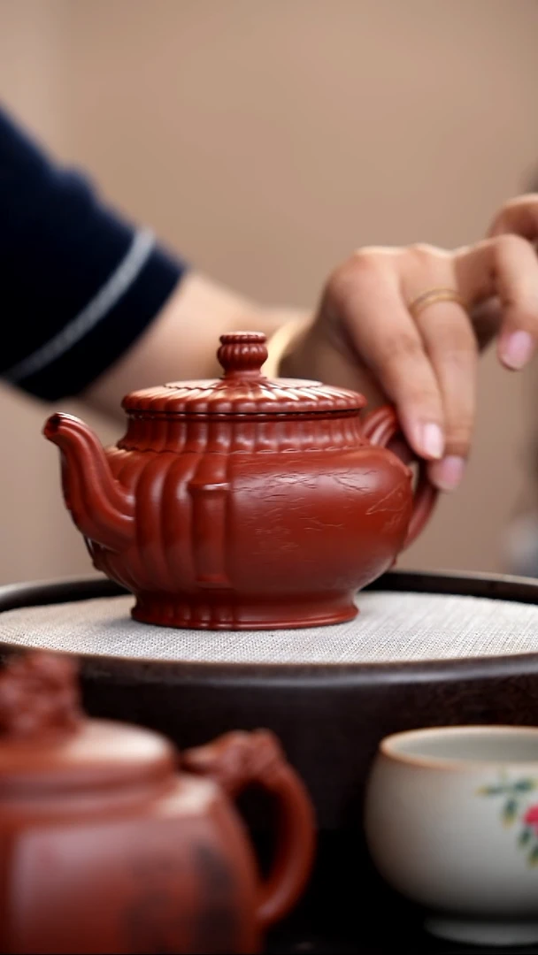 茶壶紫砂朱泥筋囊竹福笑樱
