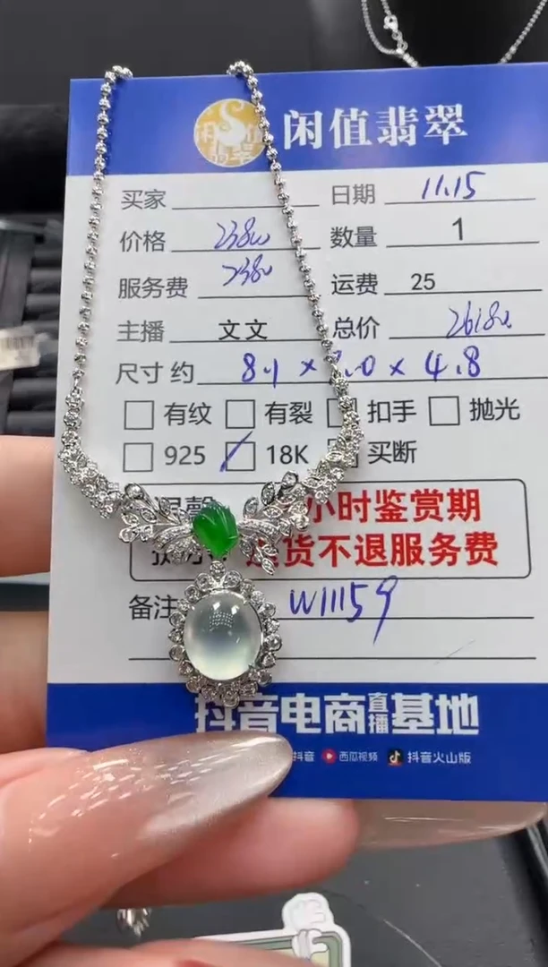 吊坠(赠链)18K金镶嵌翡翠翡翠项链