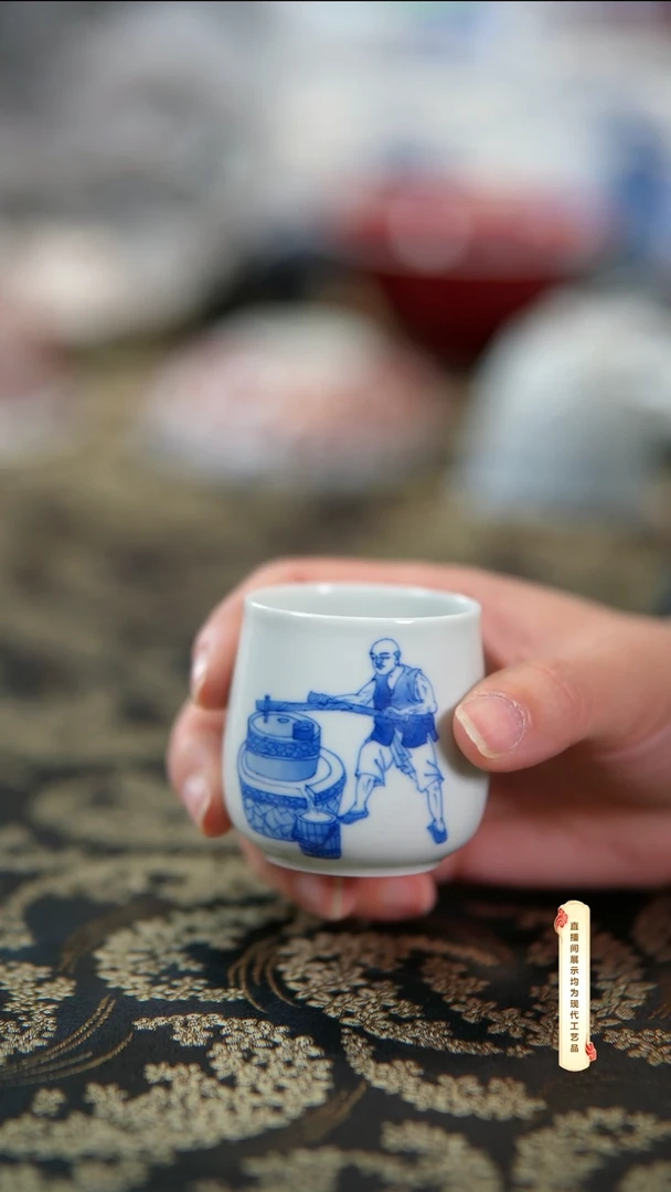 杯子陶瓷景德镇手工手绘柴窑茶具U129