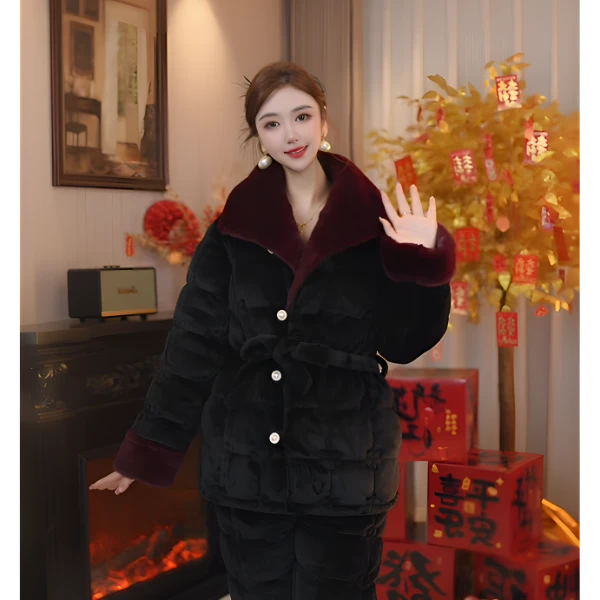 【国色芳华●短款】25秋冬新款加厚保暖时尚气质外穿家居服套装睡衣