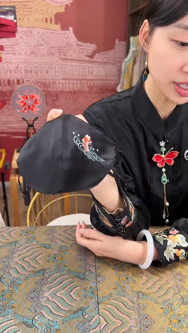 【闪购商品】刺绣苏绣手工刺绣100桑蚕丝面罩