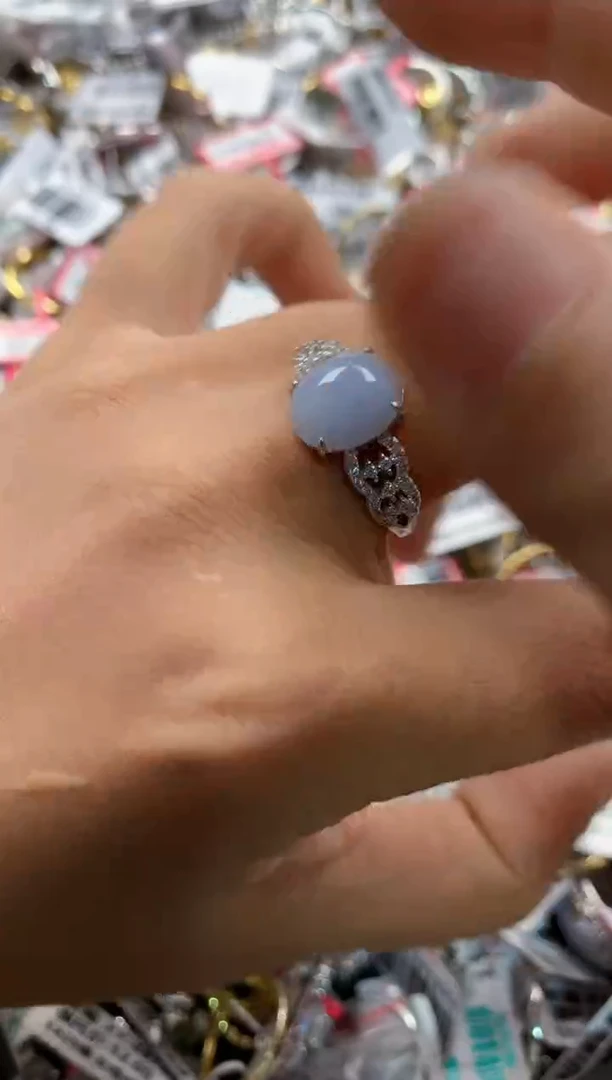 银S925镶嵌戒指翡翠999    2