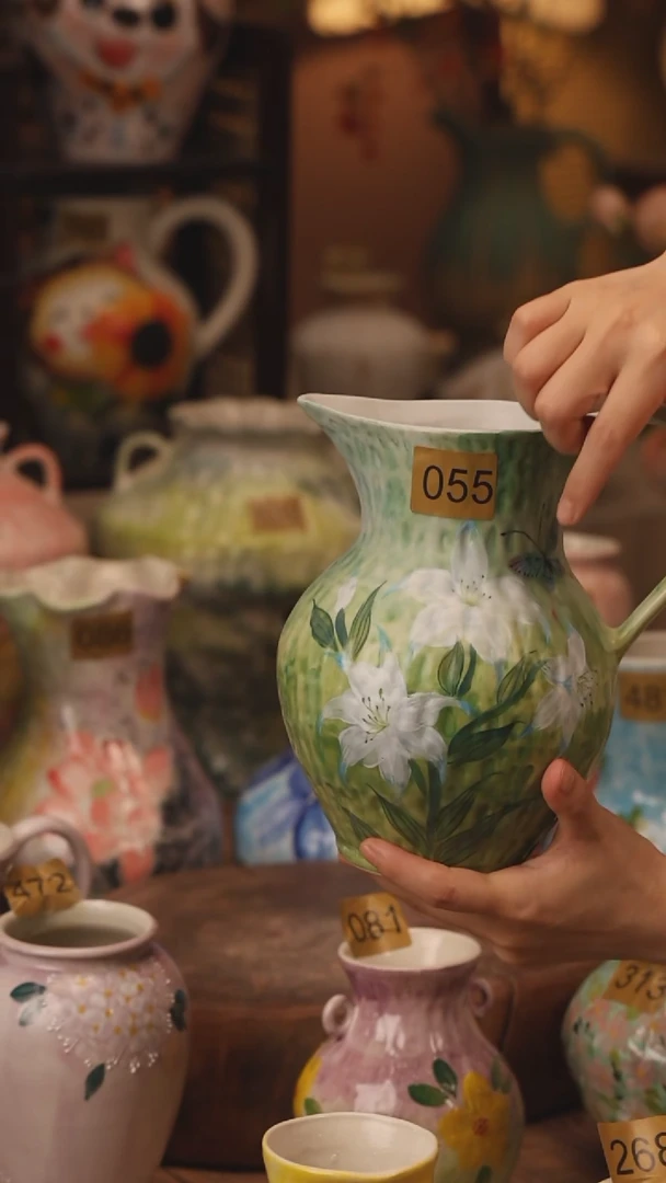 陶瓷055景德镇设计师手作花器摆件侘寂风