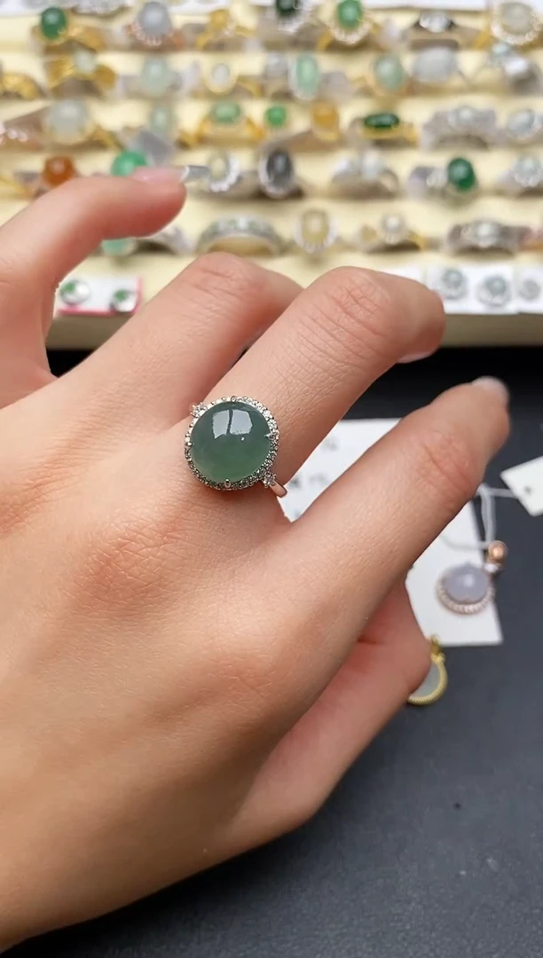 【闪购商品】翡翠戒指银S925镶嵌55555555+2