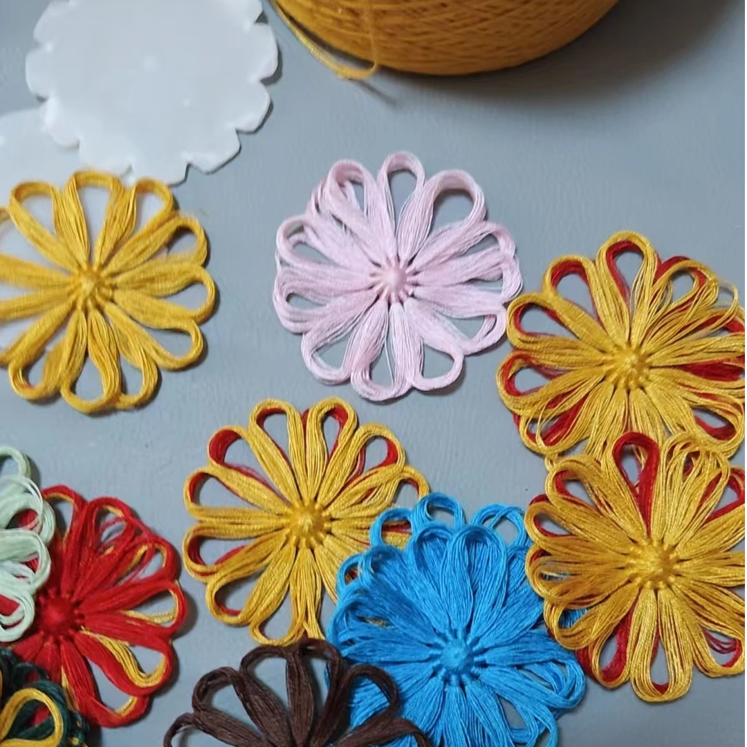 一朵小红花菊花花样链披肩短衫手工制作小花样