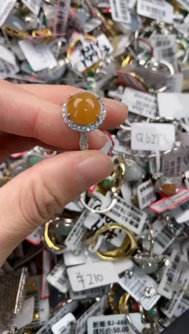 银S925镶嵌戒指翡翠666        8