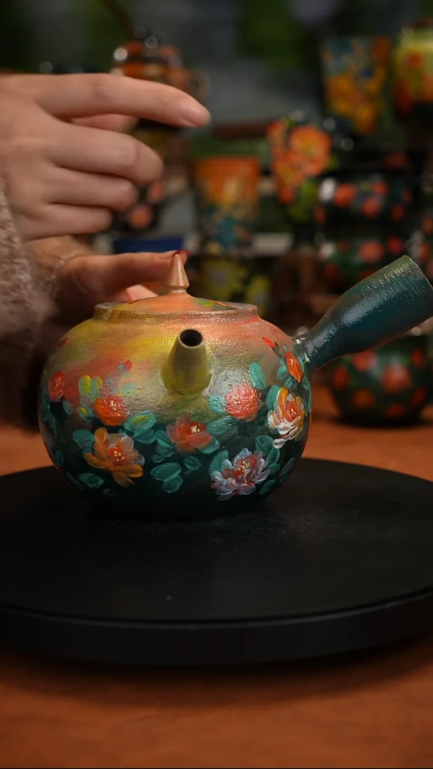 紫砂油画釉下彩手绘