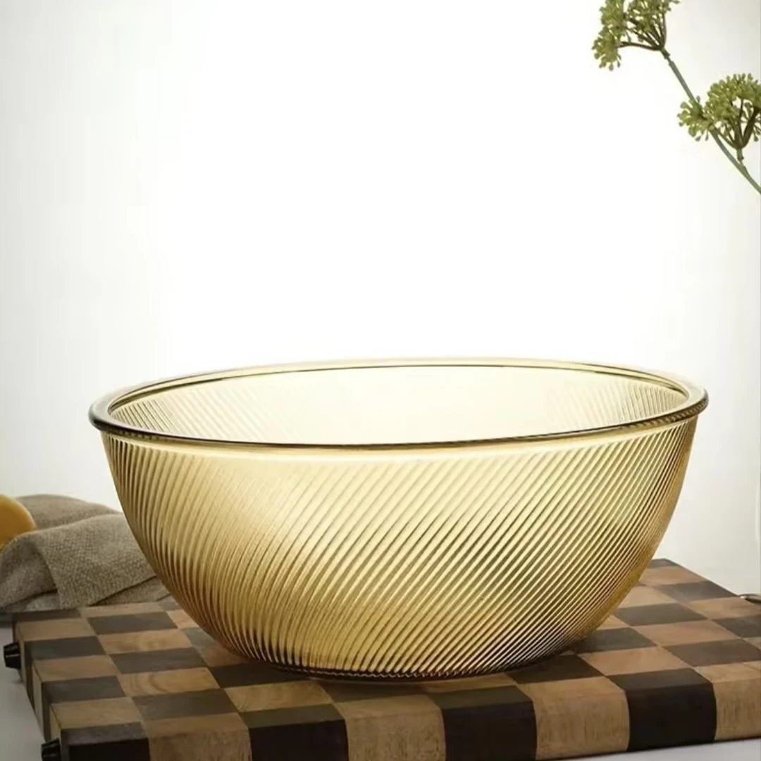 明尚德丘比猫咪条纹琥珀色耐热玻璃盆(4200M)