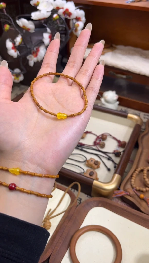 手串桃核【桃缘行】竹节「黄色葫芦」桃木桃核辟、挡、驱、护 备注手围