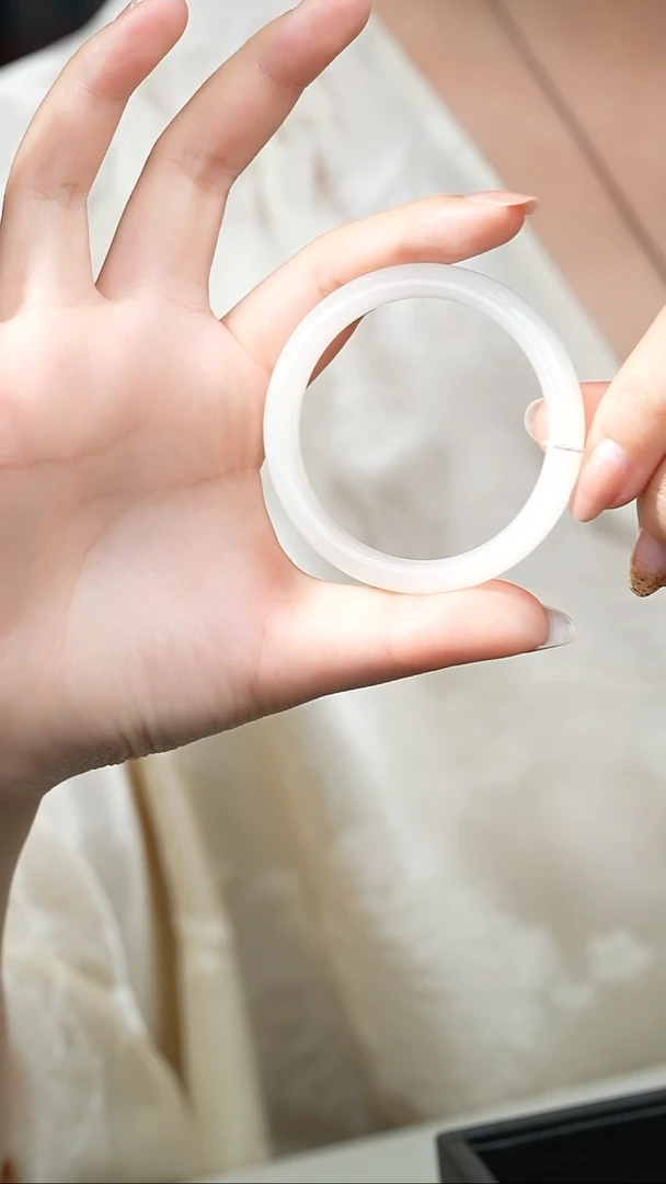 颈饰未镶嵌和田玉016-白玉平安镯-50mm-1119