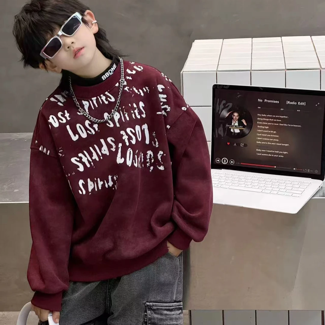 【年款加绒】儿童双领字母卫衣时尚印花圆领韩版008