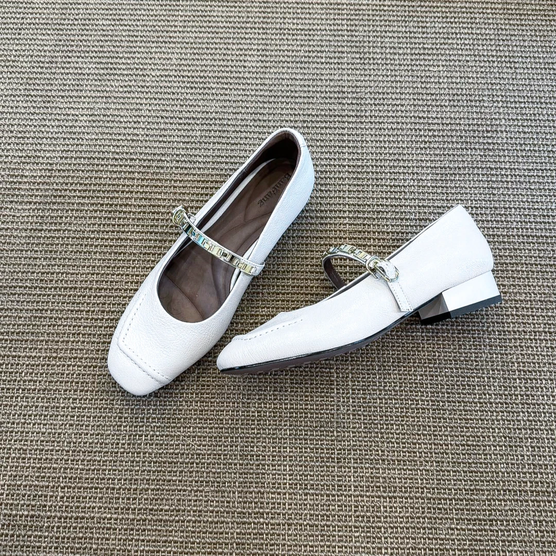 半坊手工女鞋|34-40|2.5cm|复古粗跟乐福鞋学院风浅口单鞋