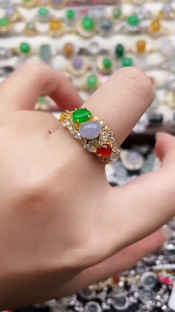 银S925镶嵌戒指翡翠233