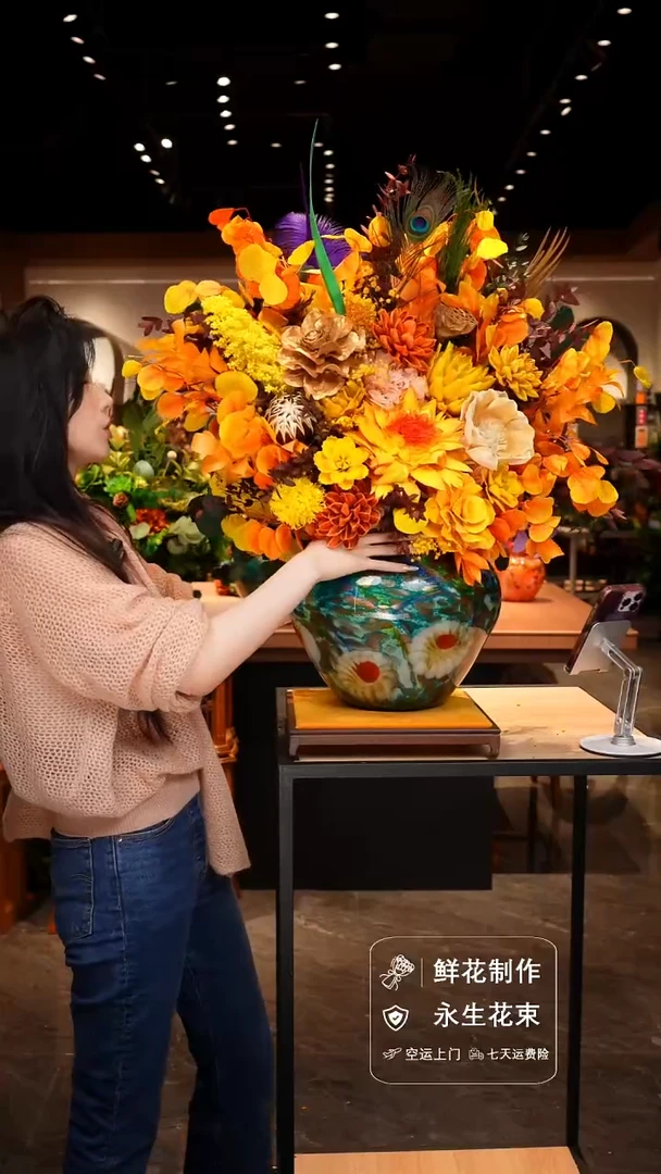 手工艺品琉璃手工花器花束空运包邮送货上门-以图片为准